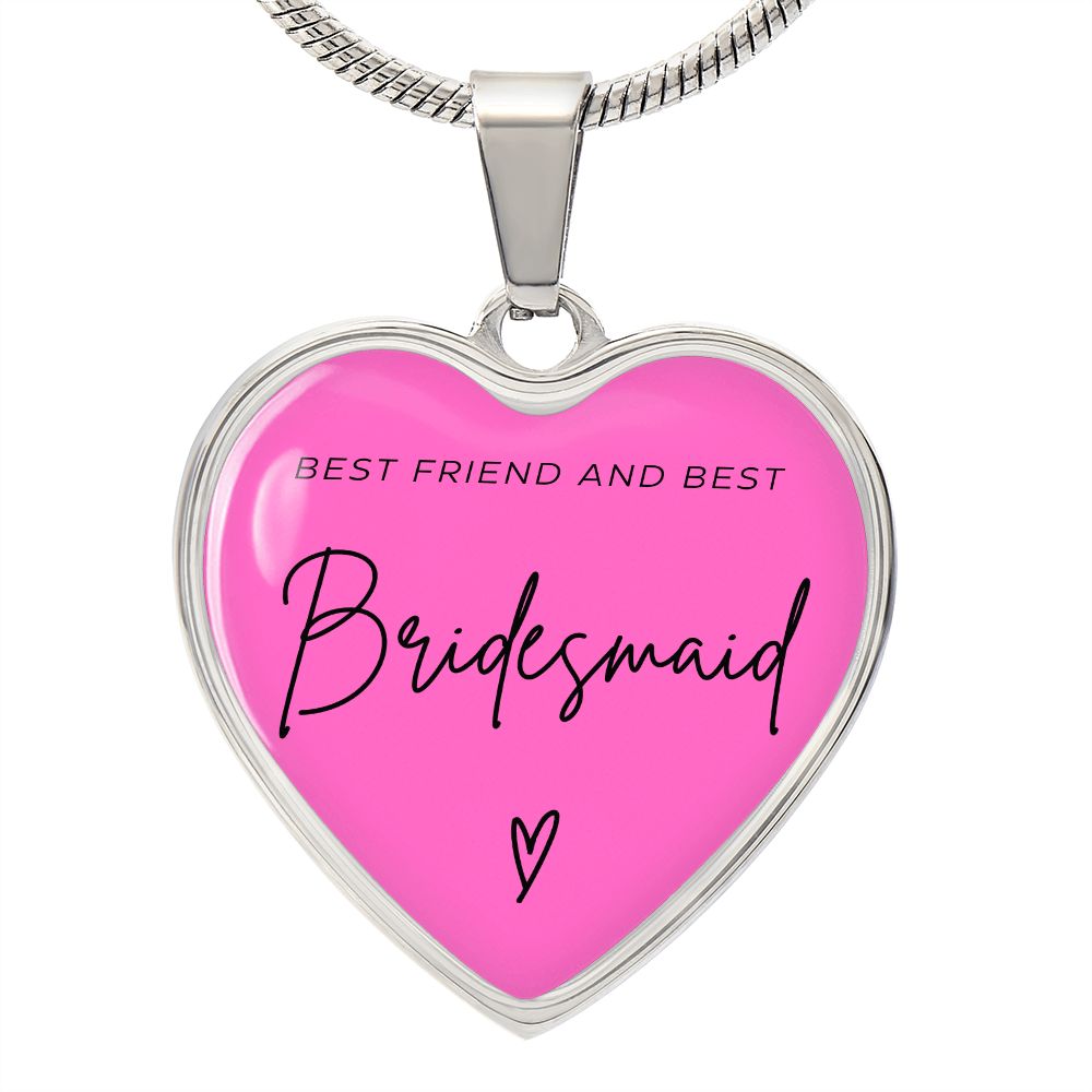 Bridesmaids Gifts for Wedding | Engravable Luxury Heart Necklace "Best Friend and Best Bridesmaid" | Option to Engrave Backside