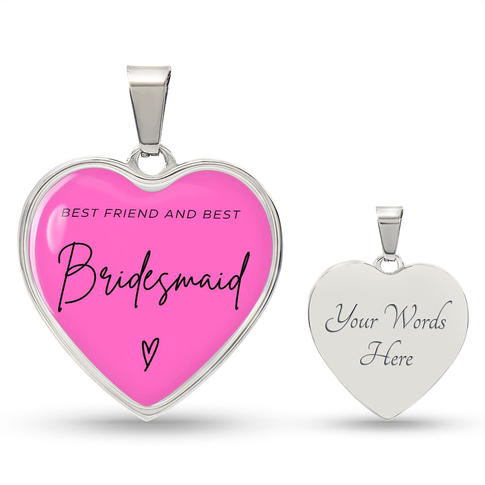 Bridesmaids Gifts for Wedding | Engravable Luxury Heart Necklace "Best Friend and Best Bridesmaid" | Option to Engrave Backside