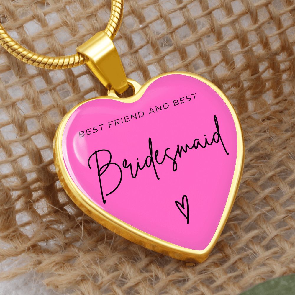 Bridesmaids Gifts for Wedding | Engravable Luxury Heart Necklace "Best Friend and Best Bridesmaid" | Option to Engrave Backside