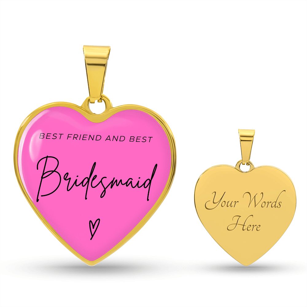 Bridesmaids Gifts for Wedding | Engravable Luxury Heart Necklace "Best Friend and Best Bridesmaid" | Option to Engrave Backside