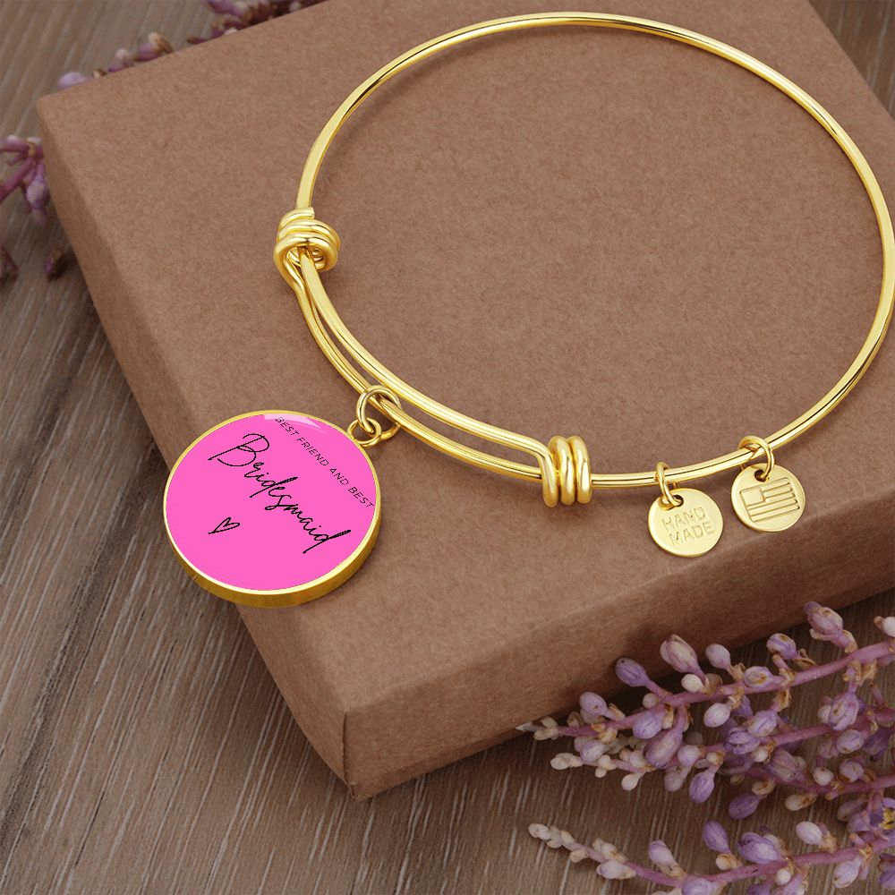 Bridesmaids Gifts for Wedding | Engravable Luxury Bangle Bracelet "Best Friend and Best Bridesmaid" | Option to Engrave Backside