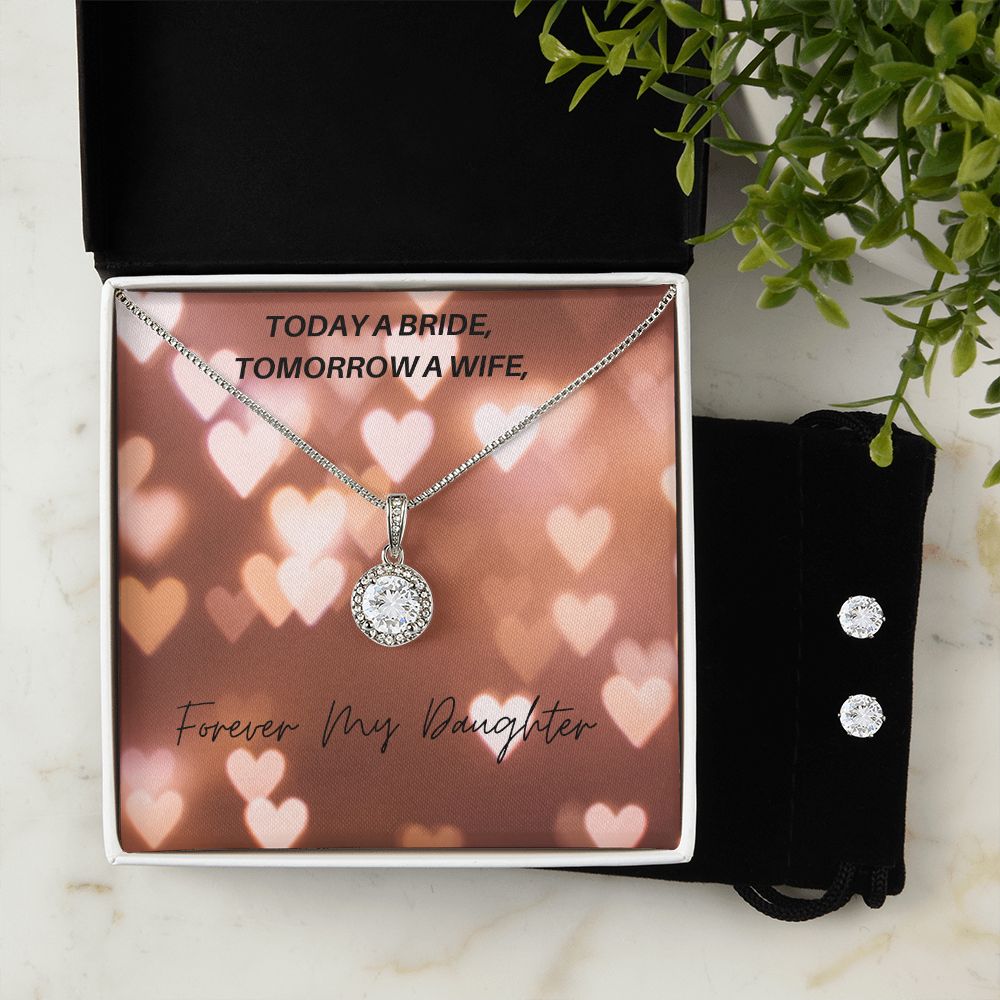 Wedding Necklace Earring Set Gift to Daughter from Mom, Wedding Gift from Mom to Daughter
