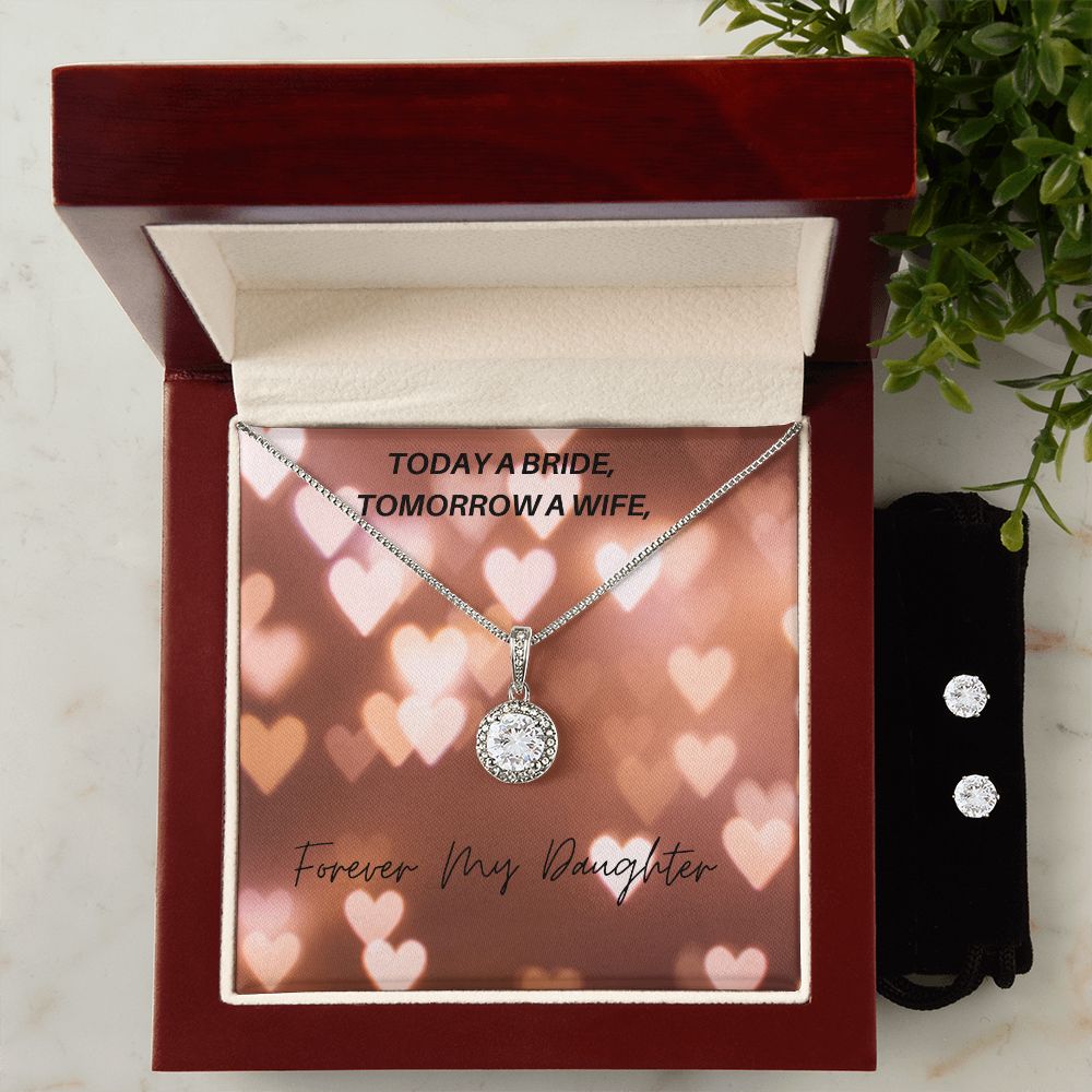 Wedding Necklace Earring Set Gift to Daughter from Mom, Wedding Gift from Mom to Daughter