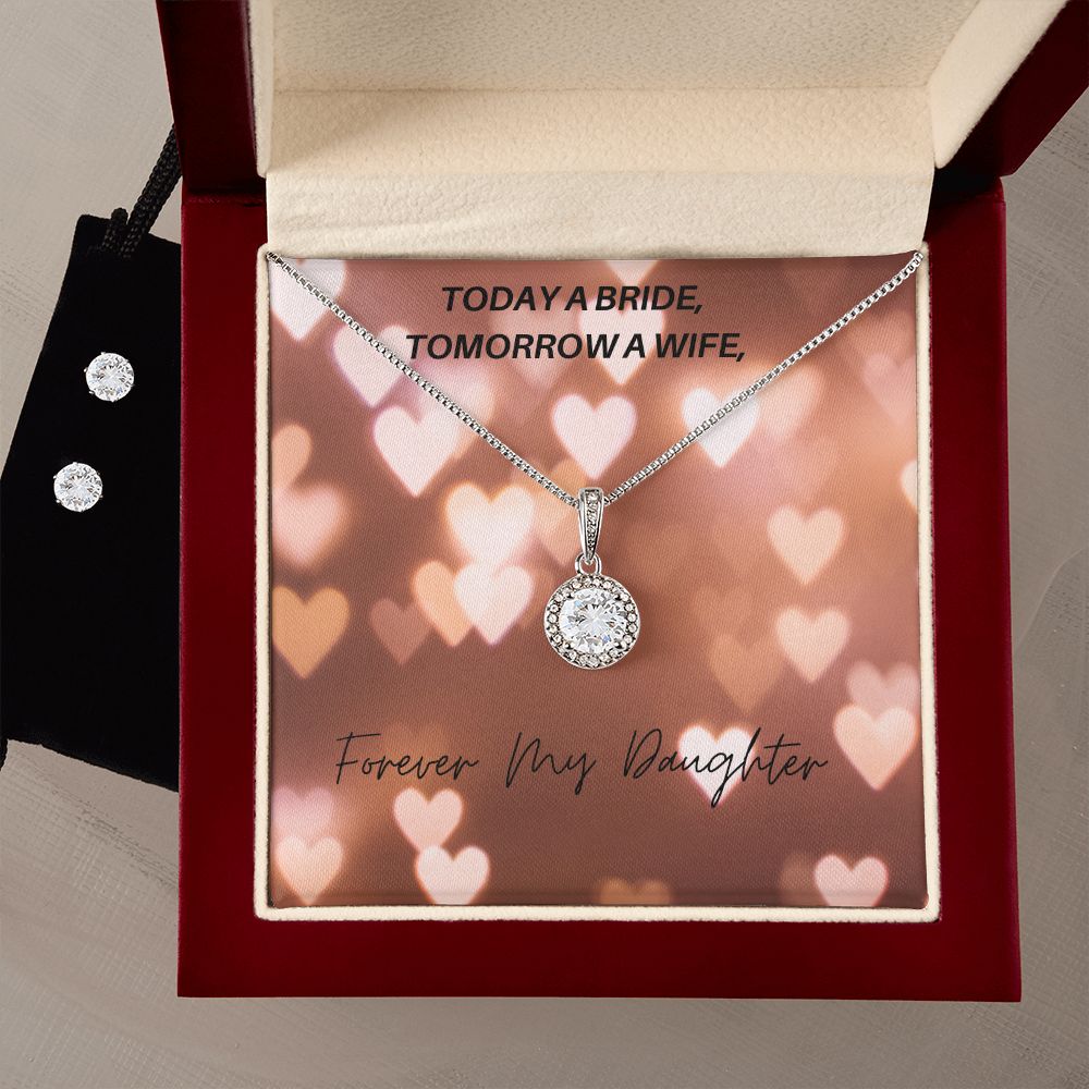 Wedding Necklace Earring Set Gift to Daughter from Mom, Wedding Gift from Mom to Daughter