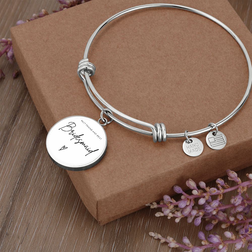 Bridesmaids Gifts for Wedding | Engravable Luxury Bangle Bracelet "Best Friend and Best Bridesmaid" | Option to Engrave Backside