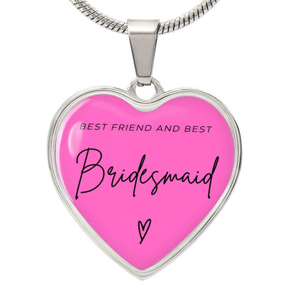 Bridesmaids Gifts for Wedding | Engravable Luxury Heart Necklace "Best Friend and Best Bridesmaid" | Option to Engrave Backside