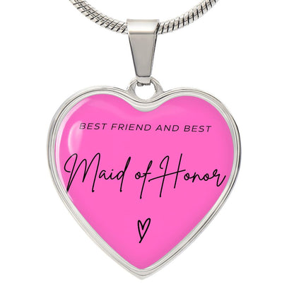 Maid of Honor Gifts for Wedding | Engravable Luxury Heart Necklace "Best Friend and Best Maid of Honor" | Option to Engrave Backside