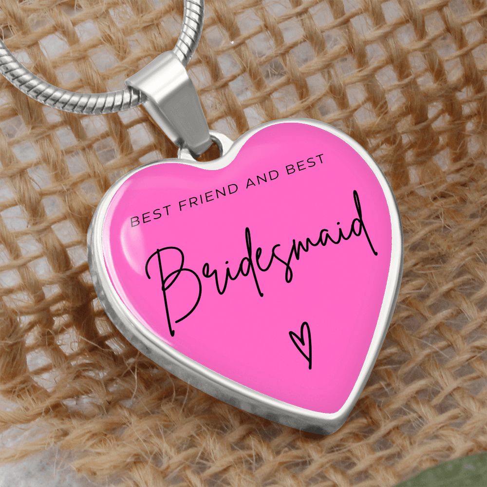 Bridesmaids Gifts for Wedding | Engravable Luxury Heart Necklace "Best Friend and Best Bridesmaid" | Option to Engrave Backside