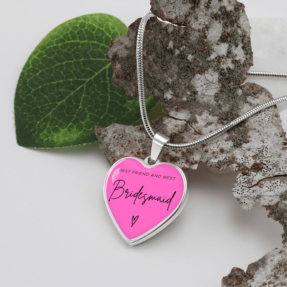 Bridesmaids Gifts for Wedding | Engravable Luxury Heart Necklace "Best Friend and Best Bridesmaid" | Option to Engrave Backside