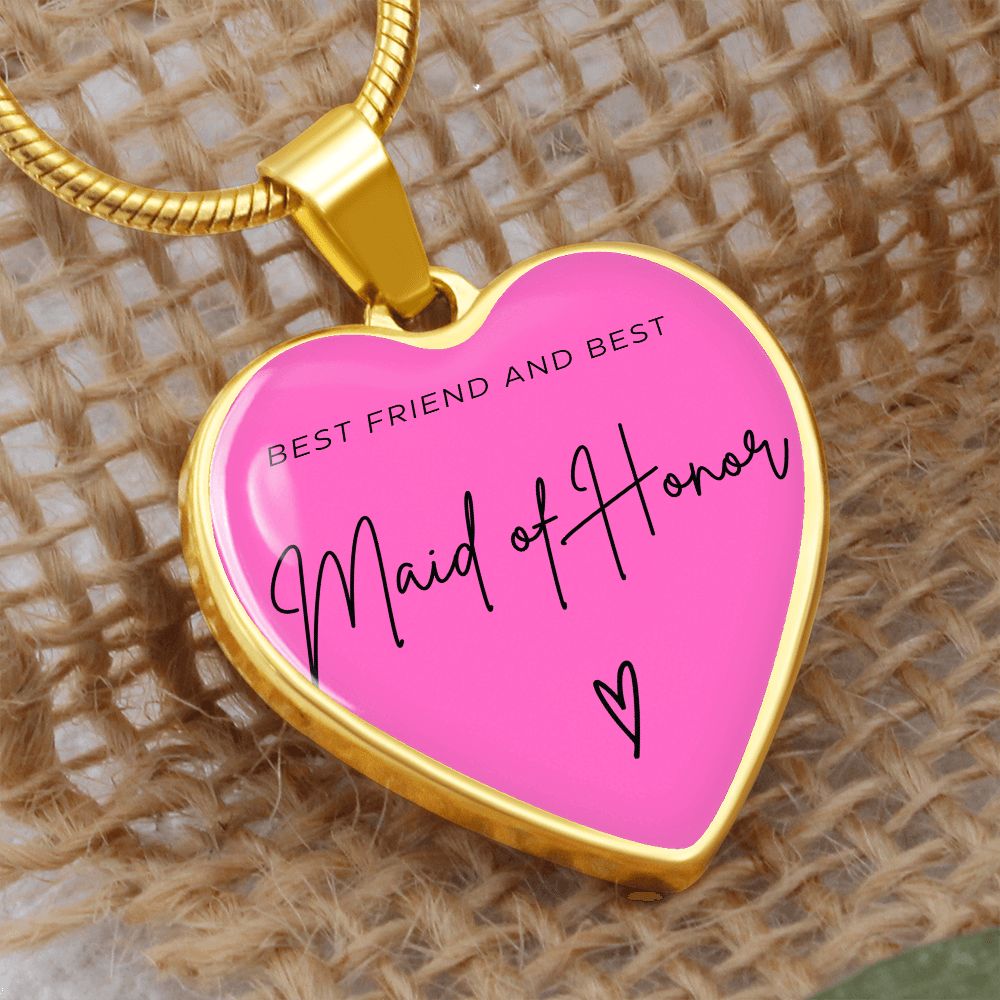 Maid of Honor Gifts for Wedding | Engravable Luxury Heart Necklace "Best Friend and Best Maid of Honor" | Option to Engrave Backside