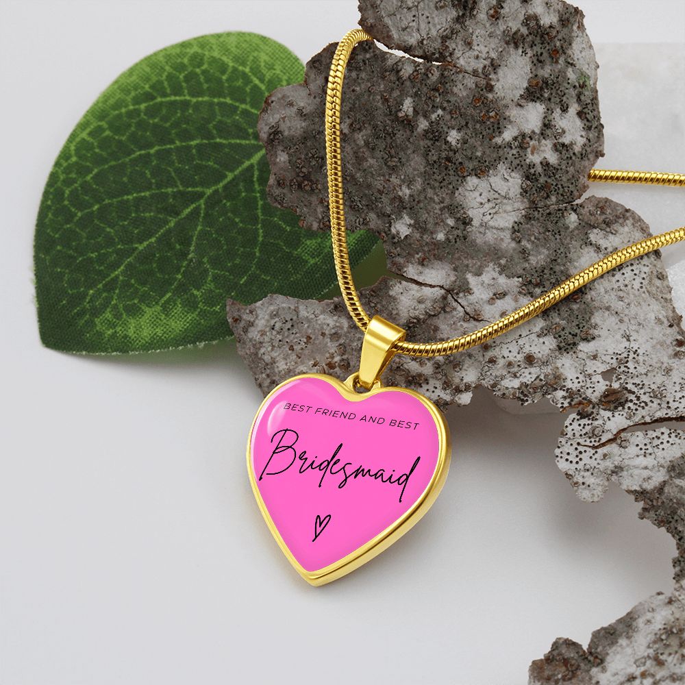 Bridesmaids Gifts for Wedding | Engravable Luxury Heart Necklace "Best Friend and Best Bridesmaid" | Option to Engrave Backside