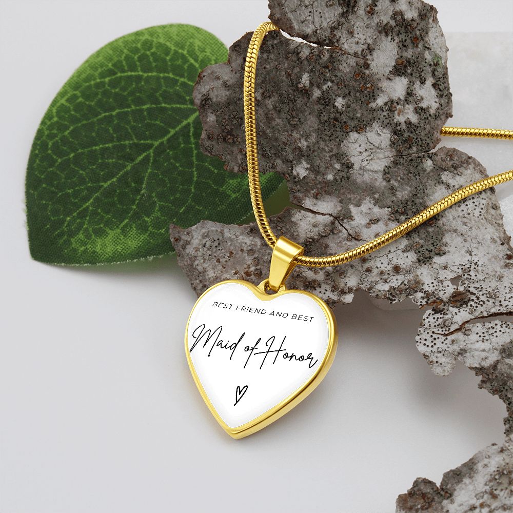 Maid of Honor Gifts for Wedding | Engravable Luxury Heart Necklace "Best Friend and Best Maid of Honor" | Option to Engrave Backside