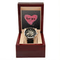 Valentines Day Gift for Him | Men's Watch, Openwork | Gift Message "Love You Happy Valentine's Day | Genuine Leather Band Black