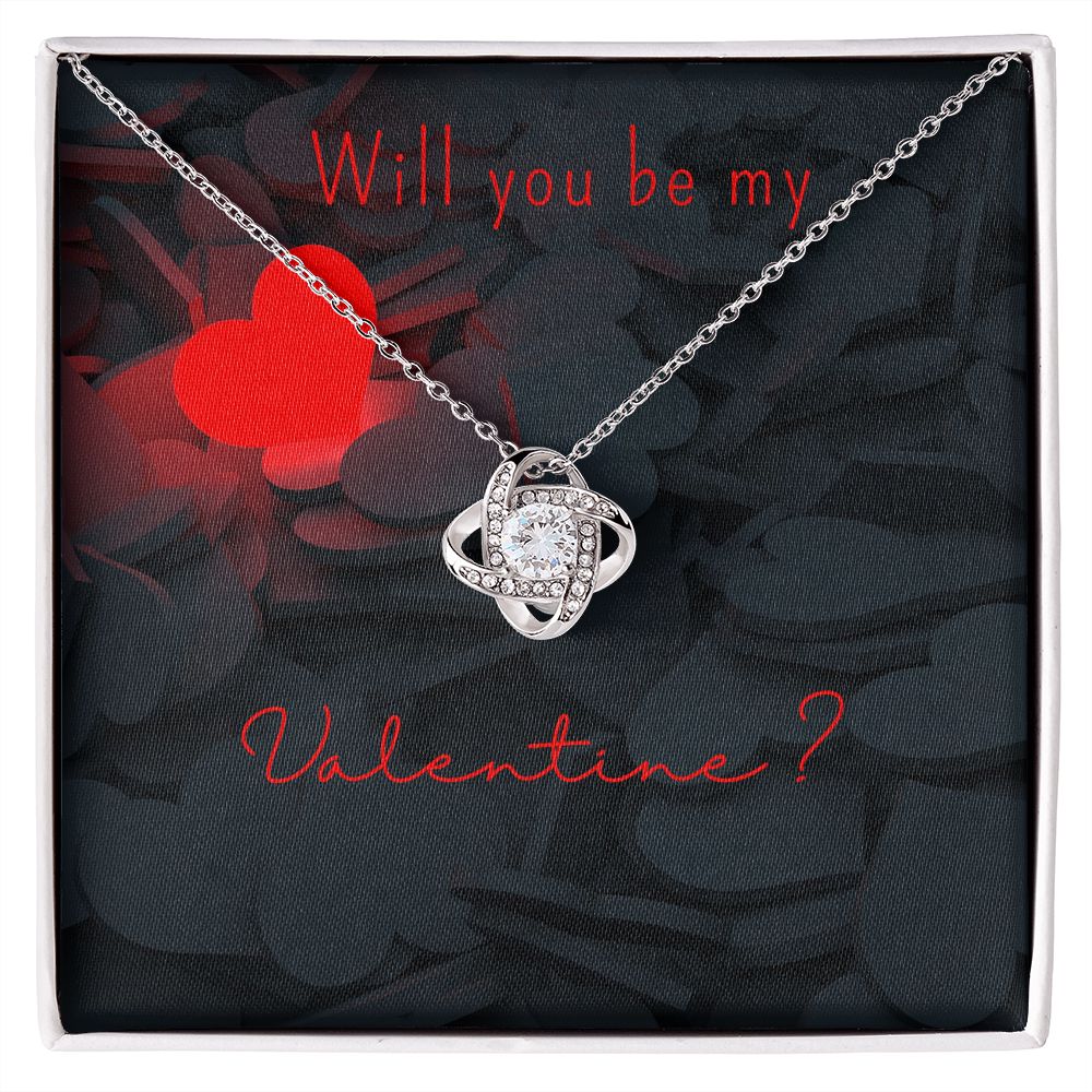 Valentines Day Gift for Her | Will You Be My Valentine Necklace- Love Knot Necklace 14K or 18K White Gold or Yellow Gold Luxury Box Option