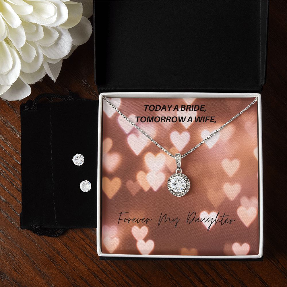 Wedding Necklace Earring Set Gift to Daughter from Mom, Wedding Gift from Mom to Daughter