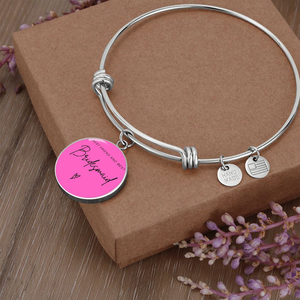 Bridesmaids Gifts for Wedding | Engravable Luxury Bangle Bracelet "Best Friend and Best Bridesmaid" | Option to Engrave Backside