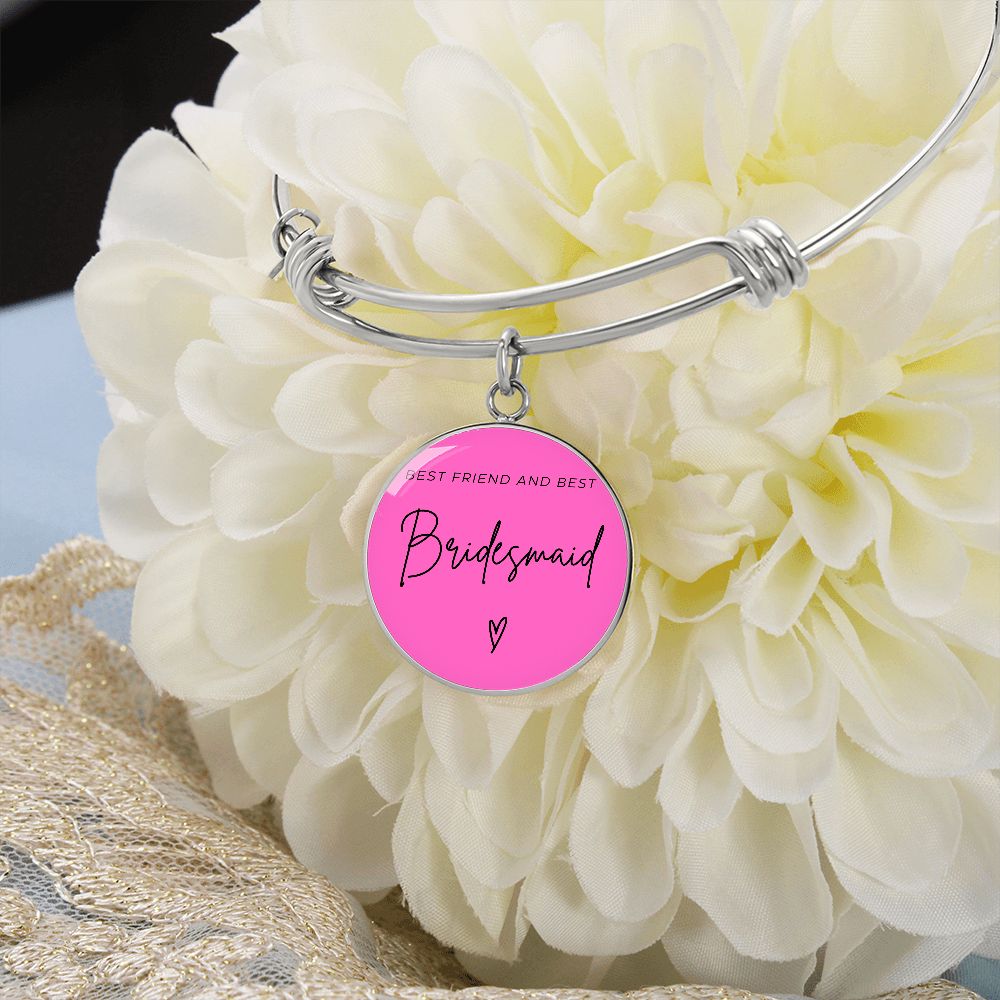 Bridesmaids Gifts for Wedding | Engravable Luxury Bangle Bracelet "Best Friend and Best Bridesmaid" | Option to Engrave Backside